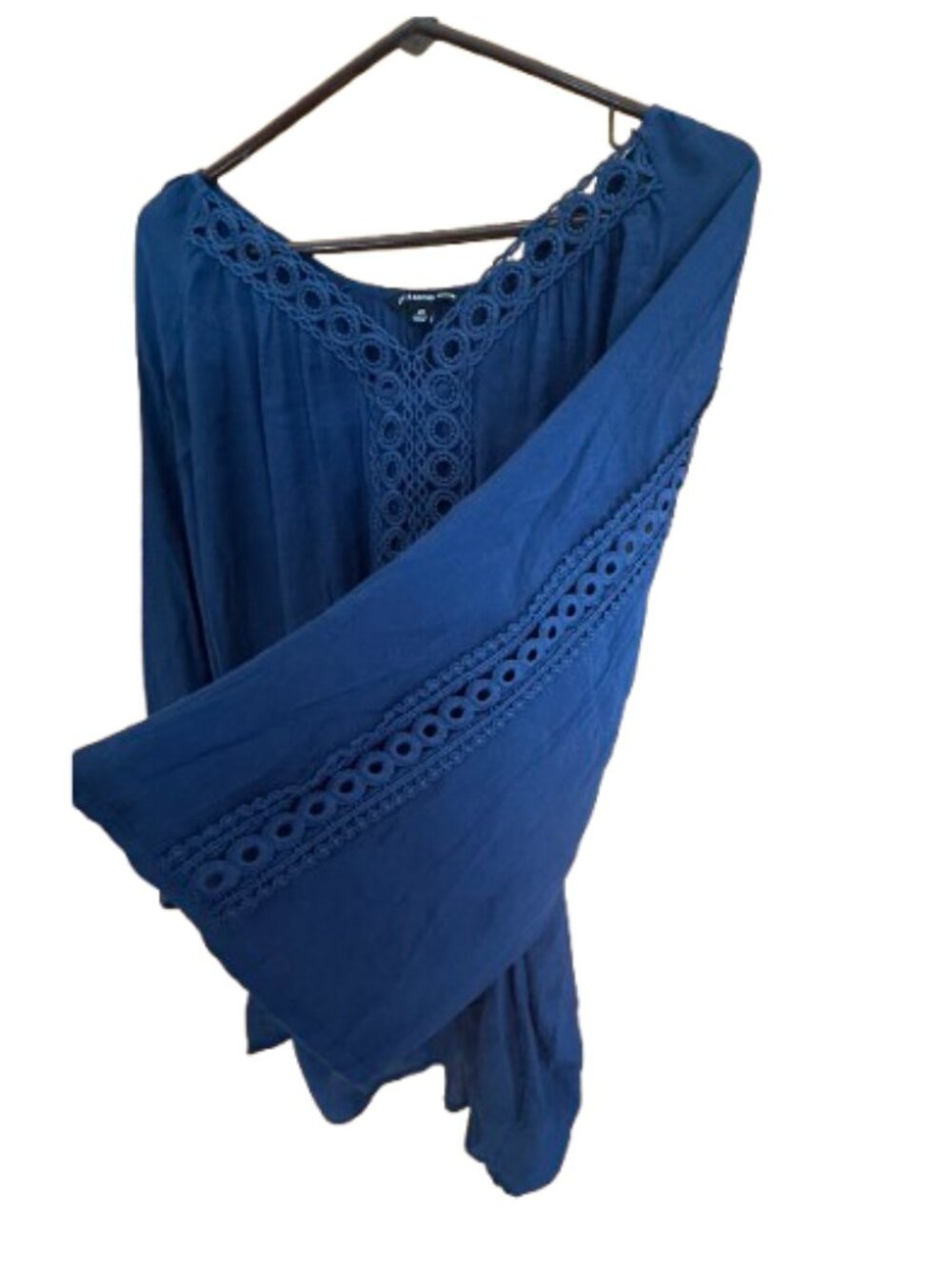Zac & Rachel Indigo Blue Crocheted Tunic Blouse, Size 2X